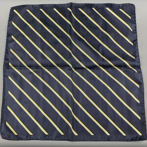 VINTAGE Navy Yellow Silk Pocket Square